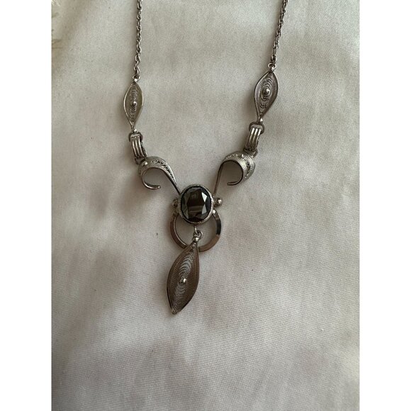Vintage Bojar Sterling filigree necklace - Picture 2 of 5